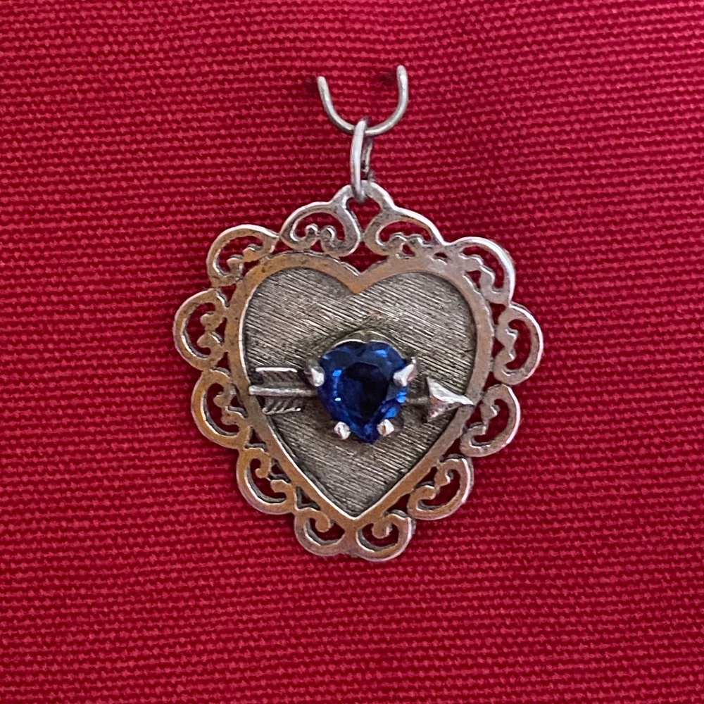 M&M Sterling Blue Valentine September Birthstone Heart-Shaped Charm/Pendant